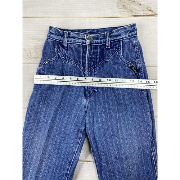 Vtg Rocky Mountain Rockies Jeans 26/3 Pinstripe Western USA Made Hi Rise Darted - Picture 4 of 12